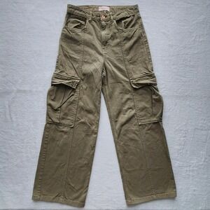 ONLY Wide Leg Cargo Pants Womens Medium 30W 29L Utility Denim Olive Streetwear